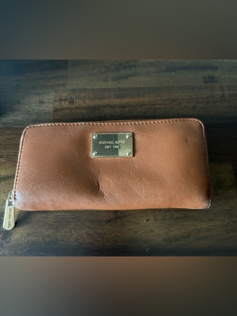 Michael Kors Jet Set Continental Deep Tan Large Leather Zip Around Wallet